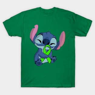 Blue Alien Holding an Awareness Ribbon (Green) T-Shirt